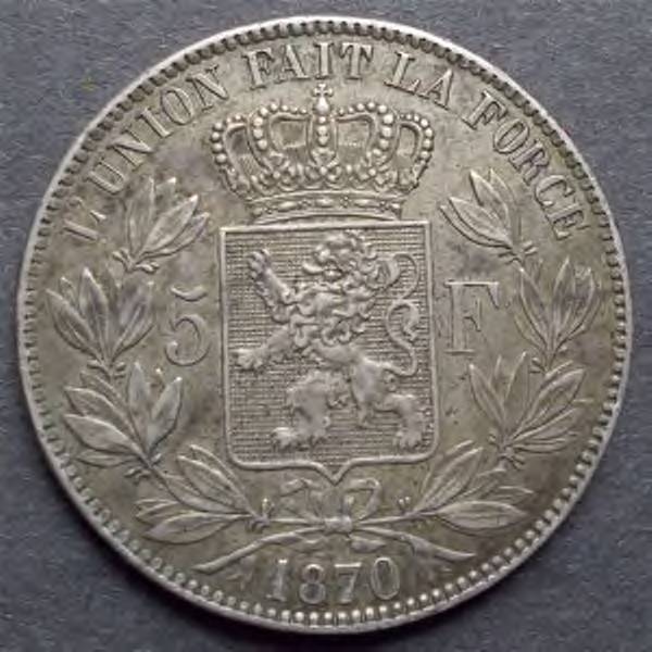 1870-Belgian-5-Francs